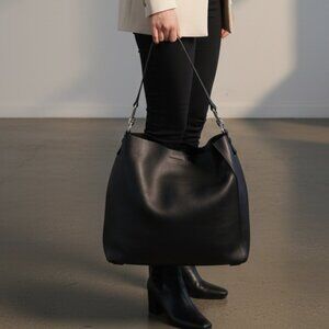 All Saints Black Leather Captain N/S Large Bag Tote